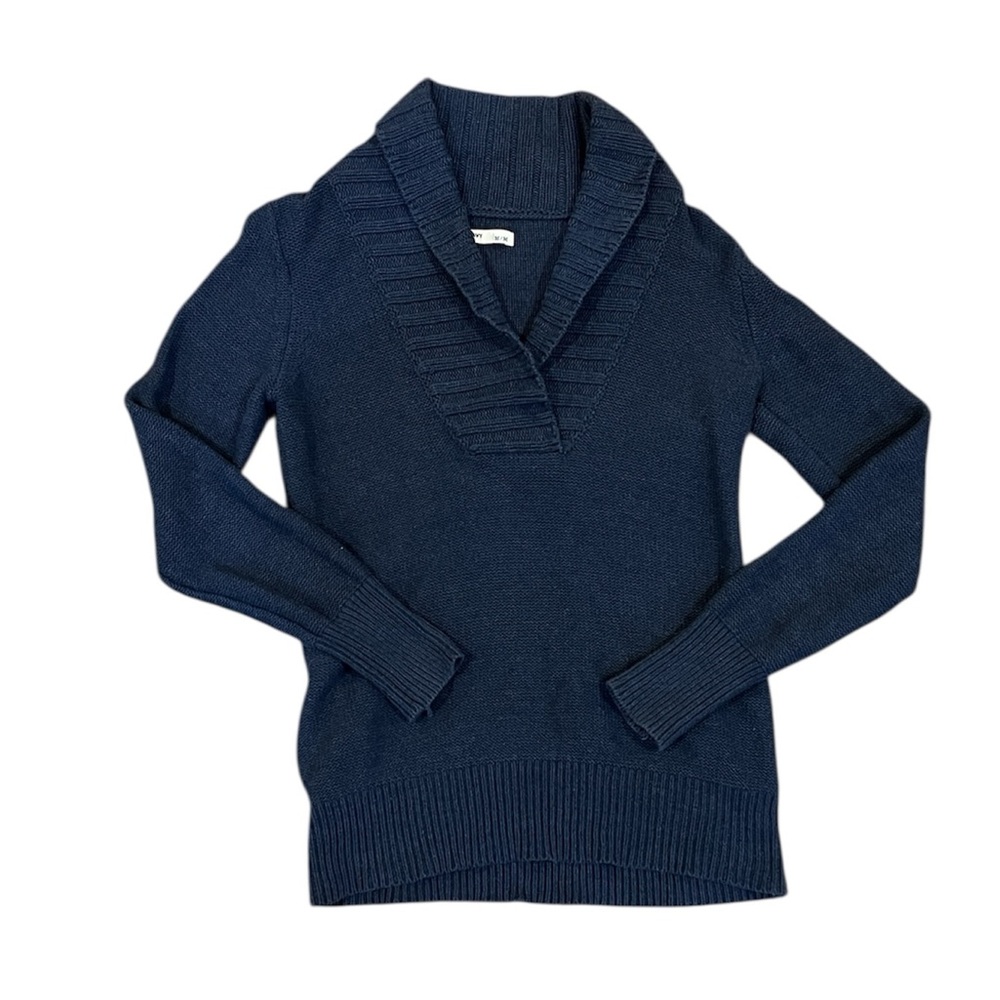 Old Navy Blue Cable Sweater with Shawl Collar